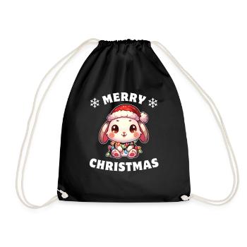 Père Noël chapeau Noël guirlande lumières lapin - Sac de sport léger - noir - Devant