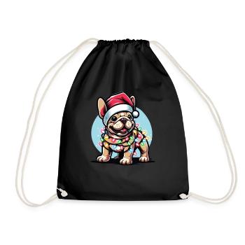 Guirlandes lumineuses de Noël bouledogue Français - Sac de sport léger - noir - Devant