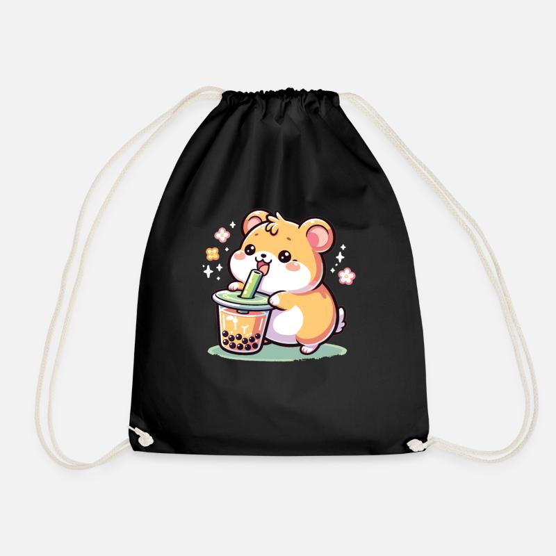Kawaii Hamster Bubble Tea Boba Hamster - Turnbeutel - Schwarz