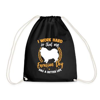 I work for my Eurasier - Drawstring Bag - black - Front