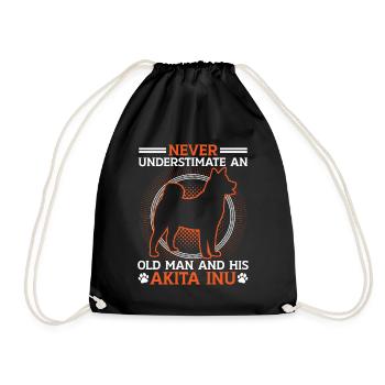 Vieil homme avec Akita Inu Akita Inu japonais - Sac de sport léger - noir - Devant