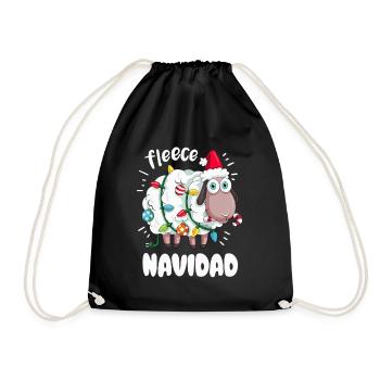 Funny Sheep Wishes Feliz Navidad Pun - Drawstring Bag - black - Front