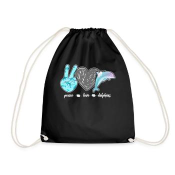 Dolphin Peace Love Dolphin - Turnbeutel - Schwarz - Vorne