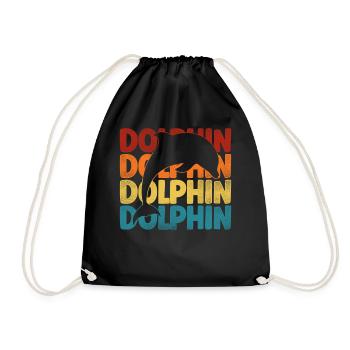Dolphin Retro Vintage Dolphin - Turnbeutel - Schwarz - Vorne