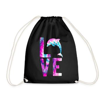 Dolphin Watercolor Love - Turnbeutel - Schwarz - Vorne