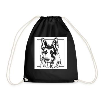 Chemise de chien de berger, Silhouette de chien assis allemand - Sac de sport léger - noir - Devant