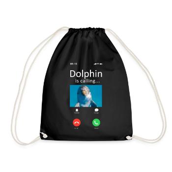 Dolphin Phone Display Dolphin Is - Drawstring Bag - black - Front