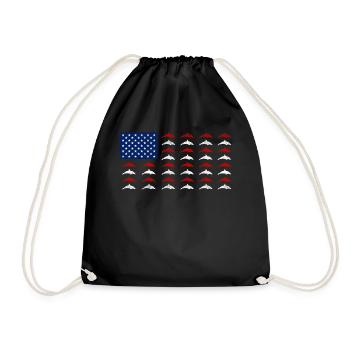 Dolphin American Flag - Drawstring Bag - black - Front