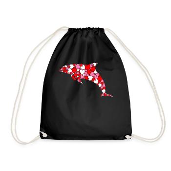 Dolphin Heart - Drawstring Bag - black - Front
