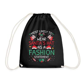 Most Likely To Christmas - Drawstring Bag - black - Front