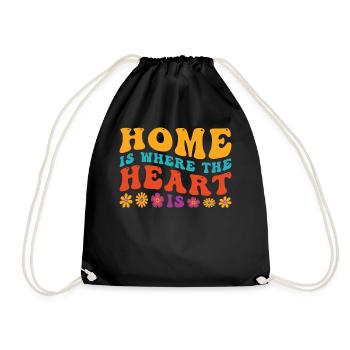 Home Is Where The Heart Is - Inspiring Quote - Drawstring Bag - black - Front