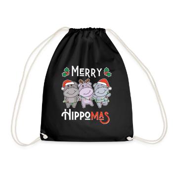Joyeux Noël hippopotame de jeu de mots d’Hippoma - Sac de sport léger - noir - Devant