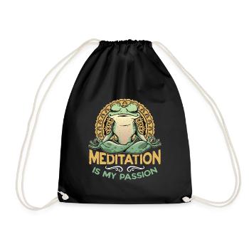 Meditation Is My Passion Yoga Exercise Frog Lover - Drawstring Bag - black - Front