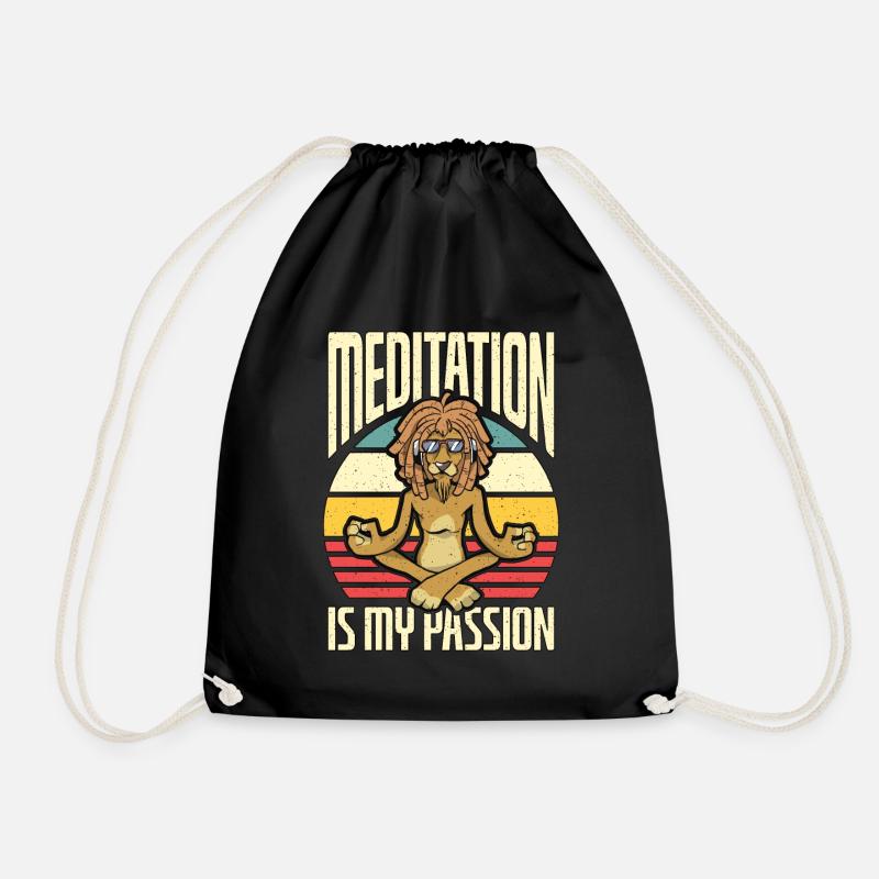Meditation Is My Passion Exercise Yoga Lion Lover - Turnbeutel - Schwarz