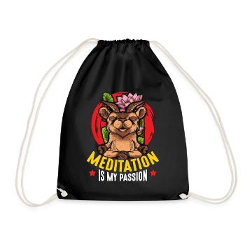Meditation Is My Passion Yoga Meditate Goat Lover - Drawstring Bag - black - Front
