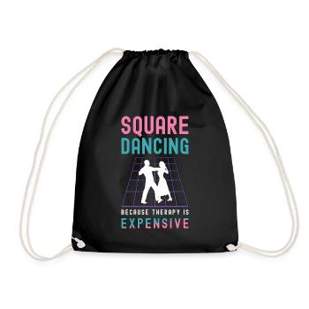 Square Dancing Because Therapy Is Country Dance - Drawstring Bag - black - Front