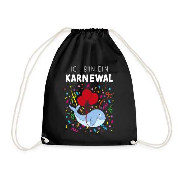 Ich bin ein Karnewal Karneval Fasching Konfetti - Turnbeutel - Schwarz - Vorne