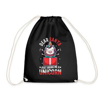 Dear santa just bring me a unicorn - Drawstring Bag - black - Front