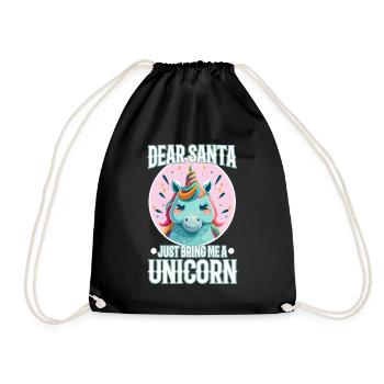 Dear santa just bring me a unicorn - Drawstring Bag - black - Front