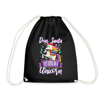 Dear santa just bring me a unicorn - Drawstring Bag - black - Front