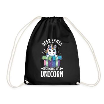 Dear santa just bring me a unicorn - Drawstring Bag - black - Front