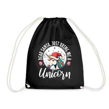 Dear santa just bring me a unicorn - Drawstring Bag - black - Front