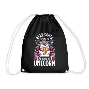 Dear santa just bring me a unicorn - Drawstring Bag - black - Front