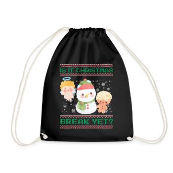 Is It Christmas Break Yet? Sweet snowman teacher - Drawstring Bag - black - Front