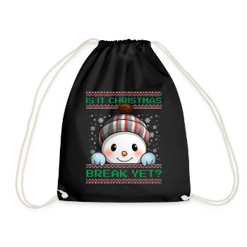 Is It Christmas Break Yet? Cute Snowman Teacher - Drawstring Bag - black - Front