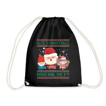 Is It Christmas Break Yet? Santa Claus teacher - Drawstring Bag - black - Front