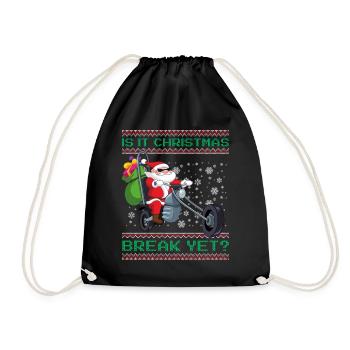 Is It Christmas Break Yet? Santa Claus Teacher - Drawstring Bag - black - Front