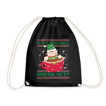 Is It Christmas Break Yet? Cocoa Imp Teacher - Drawstring Bag - black - Front