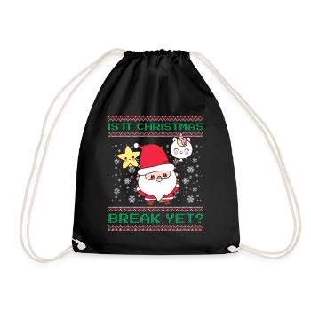 Is It Christmas Break Yet? Santa Claus teacher - Drawstring Bag - black - Front