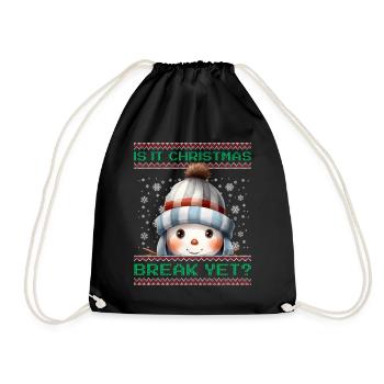 Is It Christmas Break Yet? Cute Snowman Teacher - Drawstring Bag - black - Front