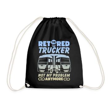 Lustiger Trucker, Spruch, Rentner, Fernfahrer, LKW - Turnbeutel - Schwarz - Vorne