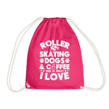 Roller Skates Roller Skating & Dog Owner - Turnbeutel - Fuchsia - Vorne