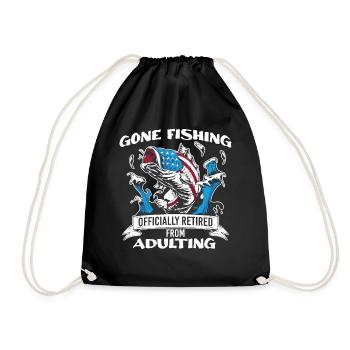 Officially Retired From Adulting Fishing Patriotic - Turnbeutel - Schwarz - Vorne