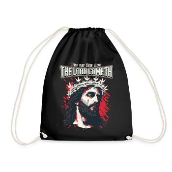 Christlicher Spruch Jesus Christus mit Dornenkrone - Turnbeutel - Schwarz - Vorne