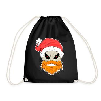 Weihnachtsmann Totenkopf - Turnbeutel - Schwarz - Vorne