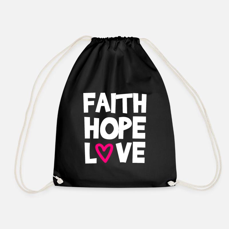 Faith Hope Love - Drawstring Bag - black