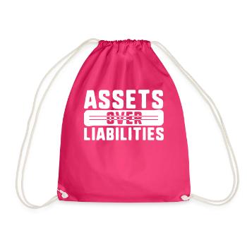 Accounting Shirt, Assets Over Liabilities Tee, - Drawstring Bag - fuchsia - Front