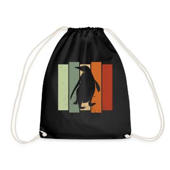 Pinguin Retro Tier Pinguin Liebhaber Antarktis - Turnbeutel - Schwarz - Vorne