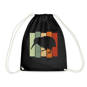 Kiwi Bird Retro Birdwatching Bird Watcher - Drawstring Bag - black - Front