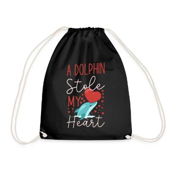 Dolphin Valentines Day A Dolphin - Drawstring Bag - black - Front