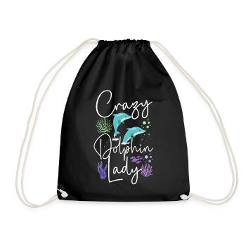 Dolphin Crazy Dolphin Lady - Turnbeutel - Schwarz - Vorne