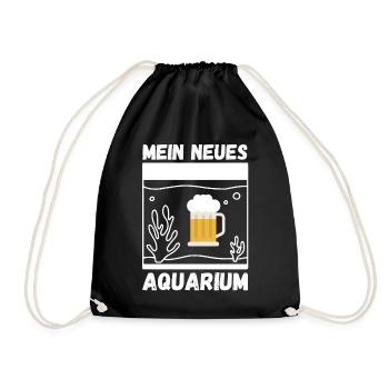 Bier Aquarium Fische Aquaristik - Turnbeutel - Schwarz - Vorne