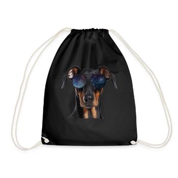 Dobermann Wearing Cosmic Eyeglasses Galaxy Sunglas - Turnbeutel - Schwarz - Vorne