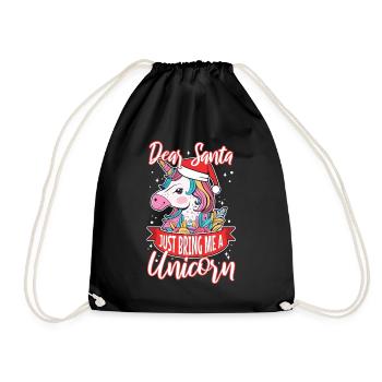 Dear santa just bring me a unicorn - Drawstring Bag - black - Front