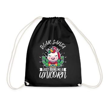 Dear santa just bring me a unicorn - Drawstring Bag - black - Front