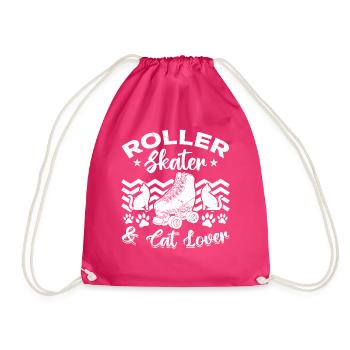Propriétaire de chat de patin à roulettes - Patineur à roulettes et Cat Lov - Sac de sport léger - fuchsia - Devant